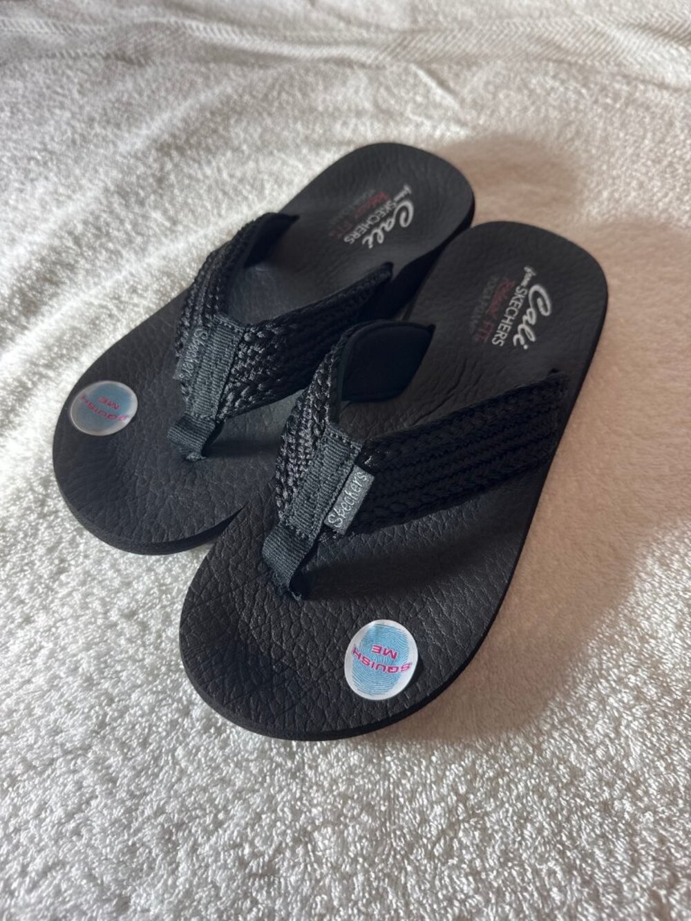 Skechers Cali Asana Hidden Valley Flip Flops Size 9 Black Yoga Foam NWT